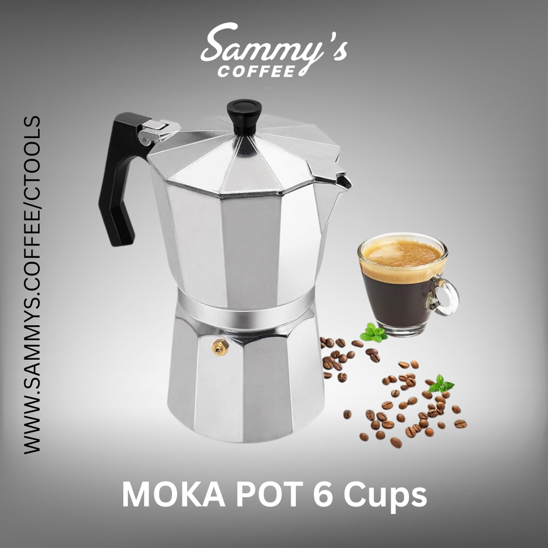 Aluminum Espresso Moka Pot, Silver - 6 Cups